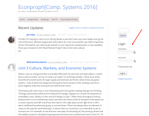 screenshot of home page of compsys16.econproph.net to show login block